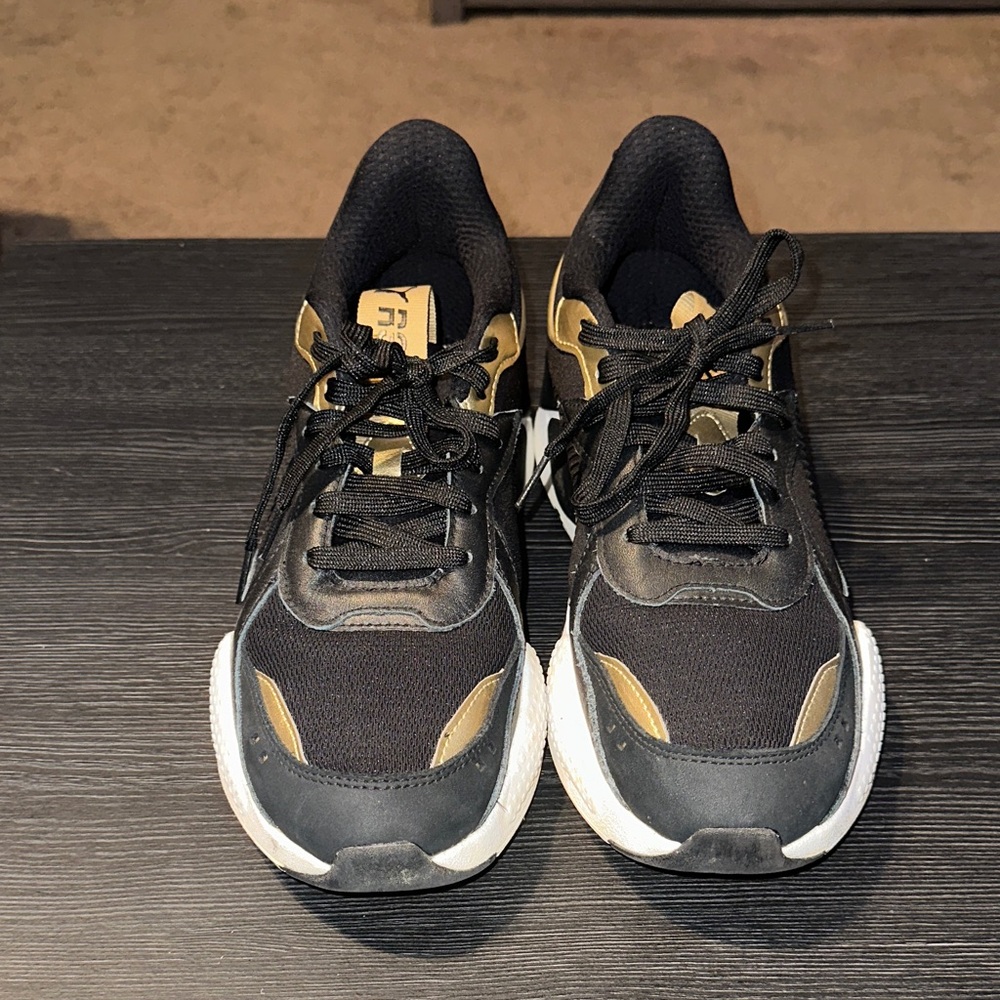 Puma Black and Gold Athletic Shoes. Puma RS-X